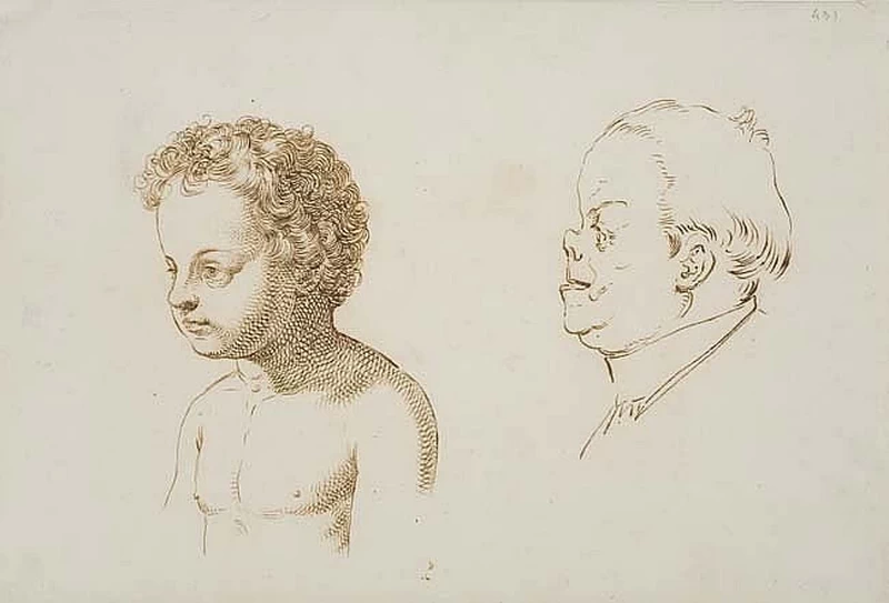 Studio di bambino e uomo di profile